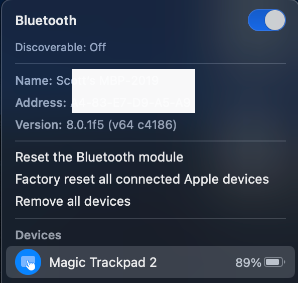 MacOS 11 Big Sur: Hold shift and option on your keyboard, then select the bluetooth menu from the menu bar or control center. Additional debug options and information will appear.